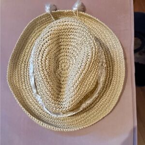 Stylish Fedora Straw Hat/Adjustable with Crotchet Band
